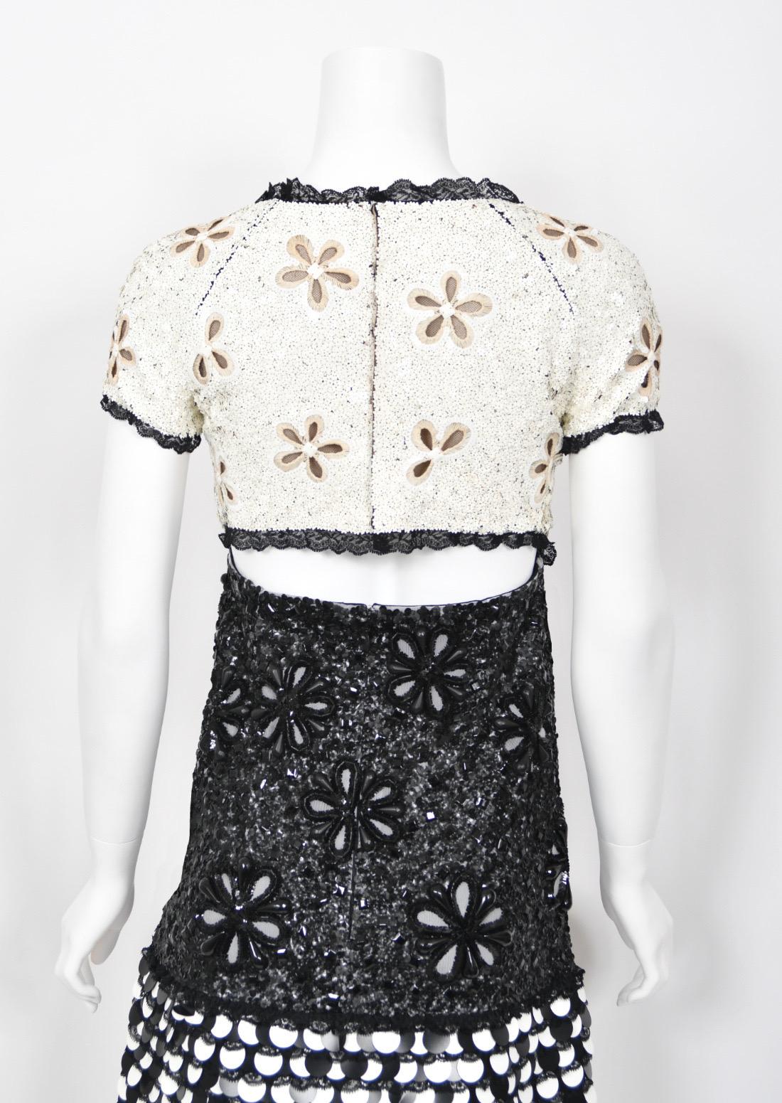 2011 Chanel by Karl Lagerfeld Runway Sample Black & White Beaded Sequin Dress For Sale 10