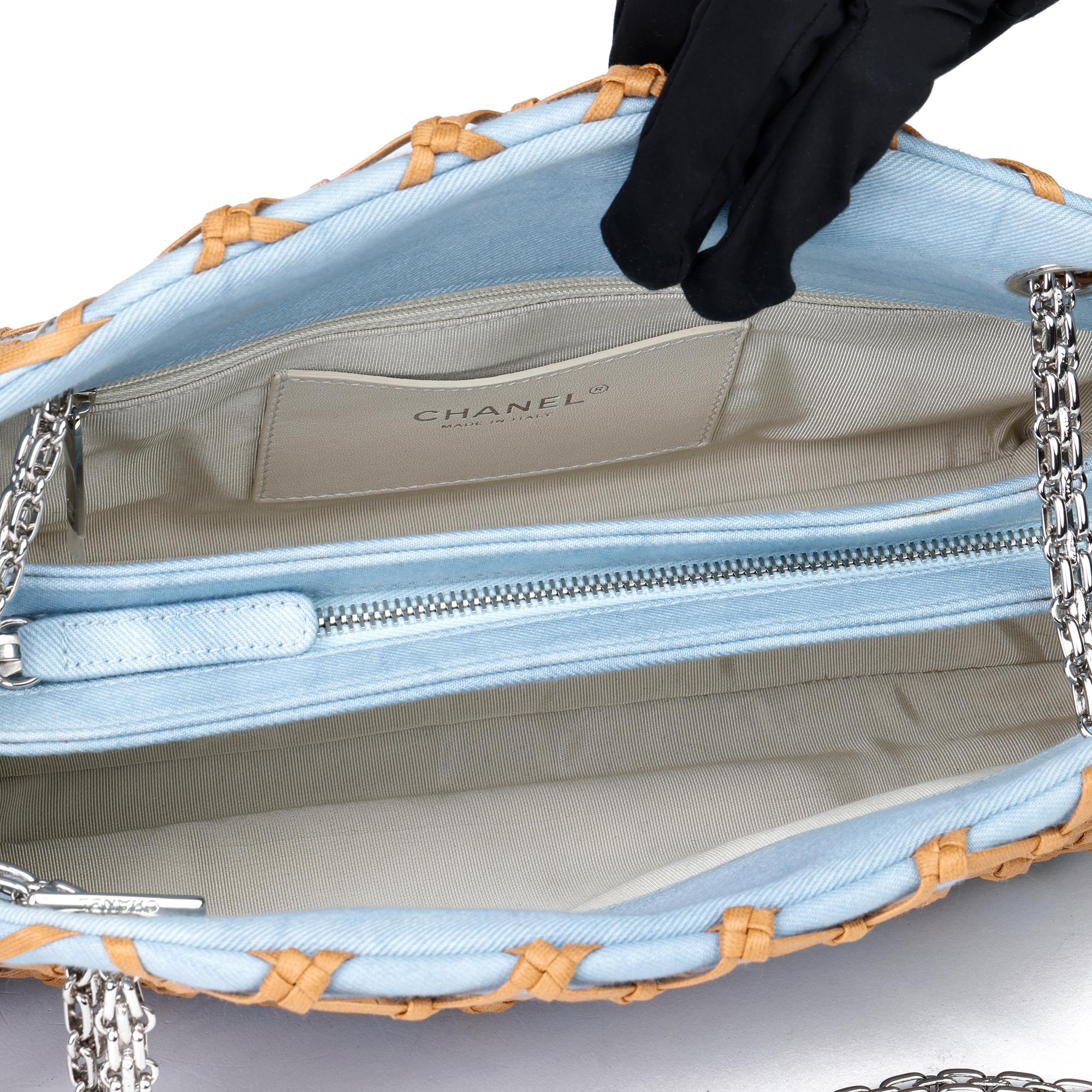 2011 Chanel Vaquero azul claro y bolso de bolos Canebier Just Mademoiselle de cuerda marrón 6