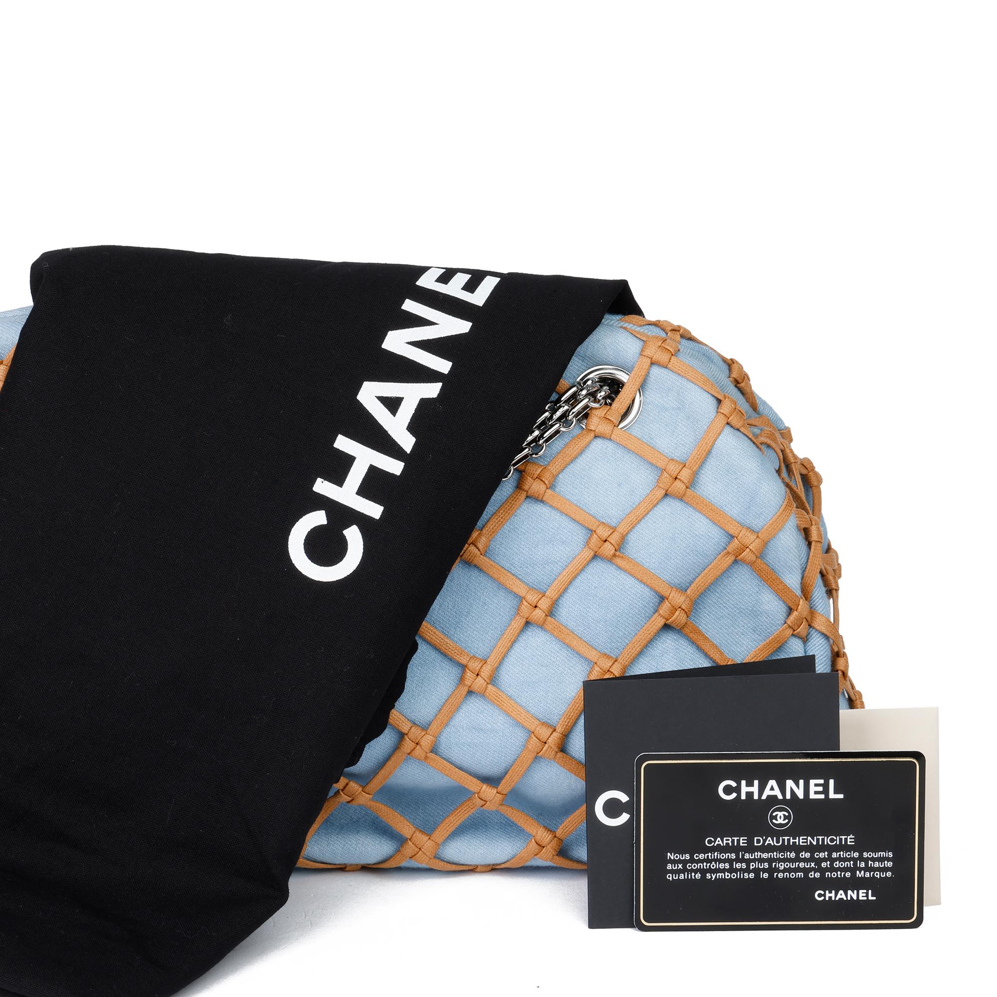 2011 Chanel Light Blue Denim & Brown Rope Canebier Just Mademoiselle Bowling Bag 4