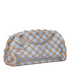 2011 Chanel Light Blue Denim & Brown Rope Canebier Just Mademoiselle Bowling Bag