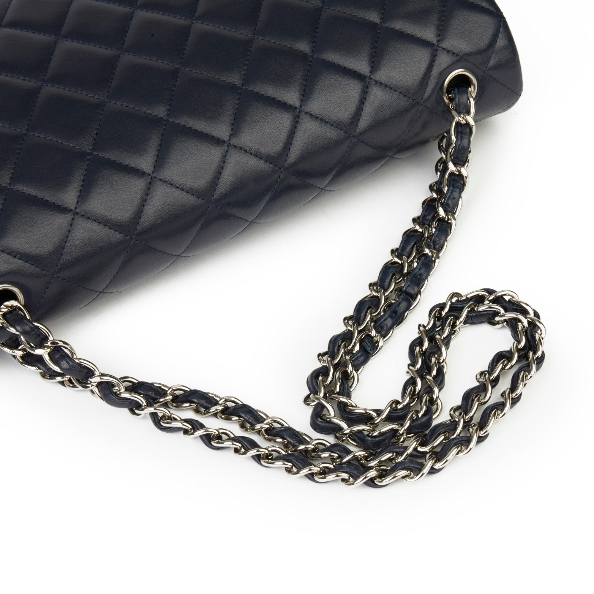 2011 Chanel Navy Quilted Lambskin Maxi Classic Double Flap Bag In Excellent Condition In Bishop's Stortford, Hertfordshire