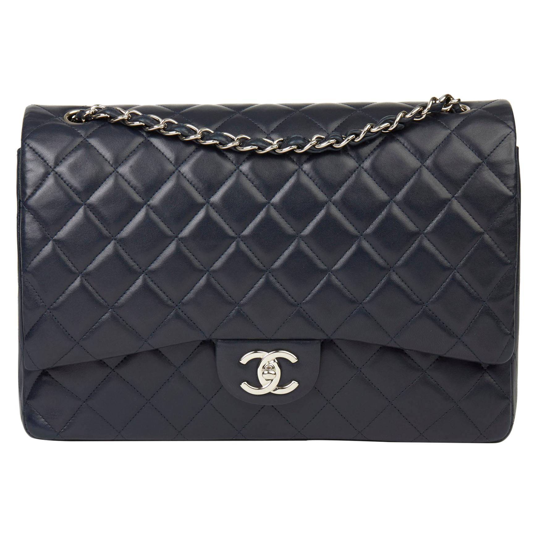 2011 Chanel Navy Quilted Lambskin Maxi Classic Double Flap Bag