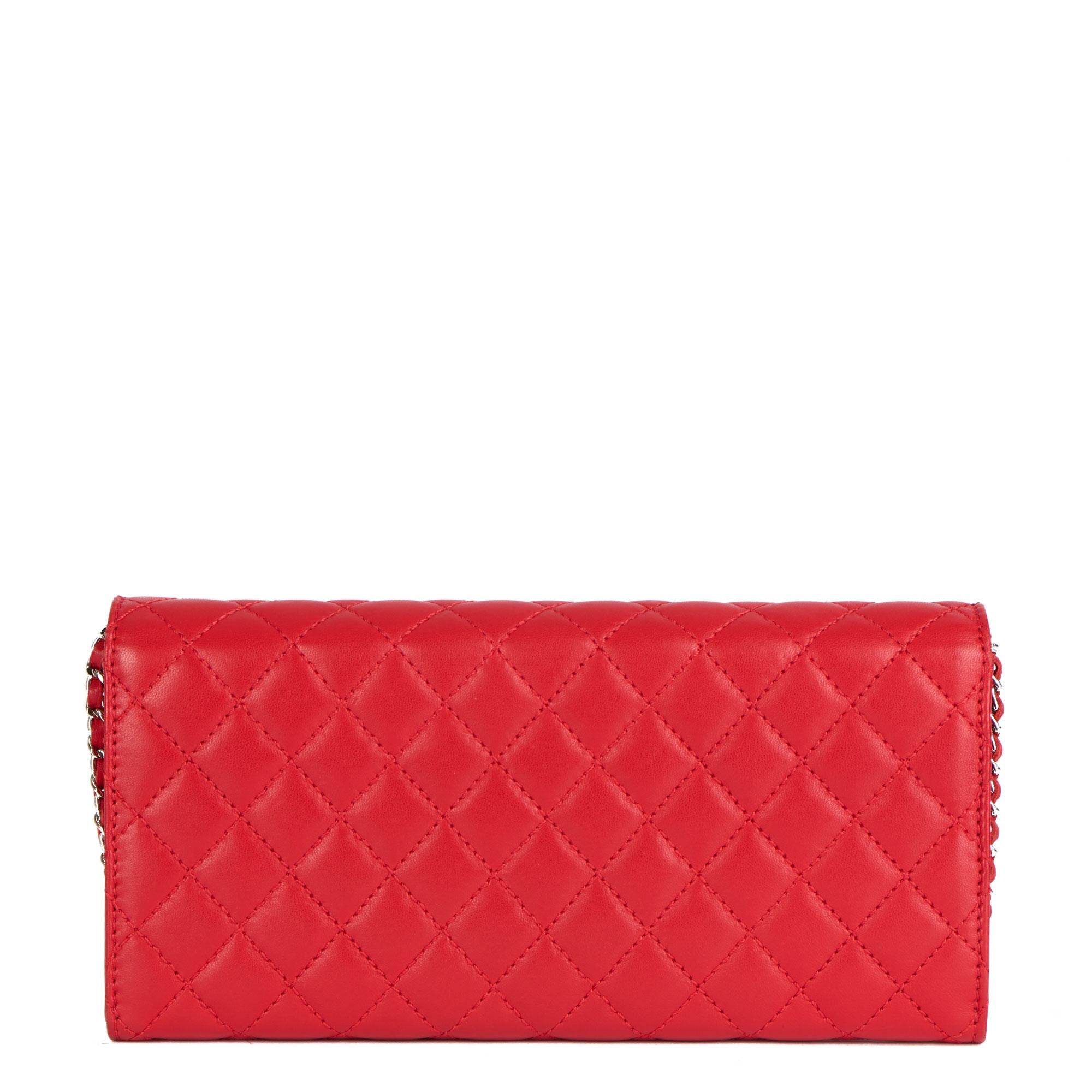 2011 Chanel Red Quilted Lambskin Classic Clutch-on-Chain COC In Excellent Condition In Bishop's Stortford, Hertfordshire