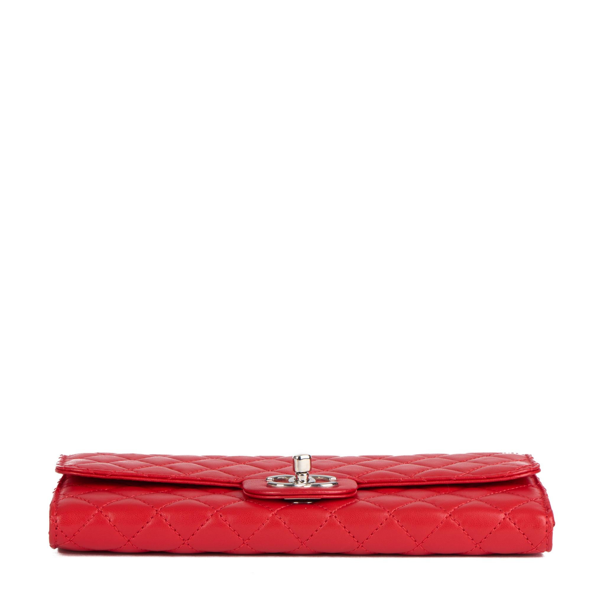 Women's 2011 Chanel Red Quilted Lambskin Classic Clutch-on-Chain COC