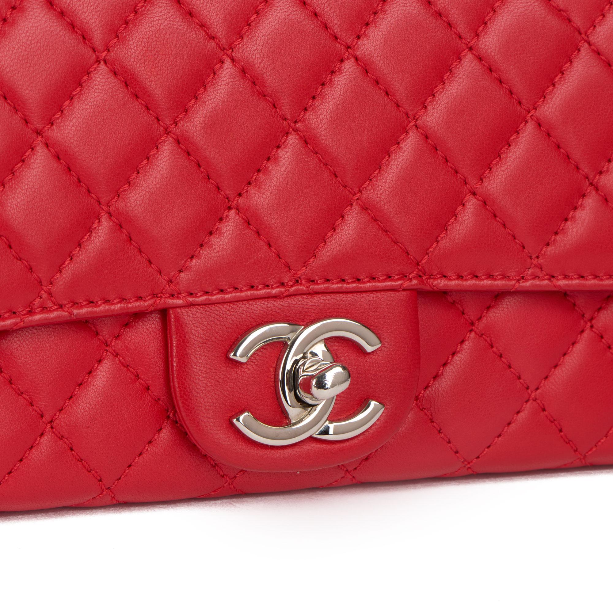 2011 Chanel Red Quilted Lambskin Classic Clutch-on-Chain COC 1