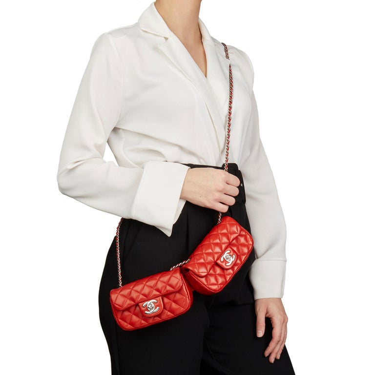 Chanel lambskin quilted double mini Clearance