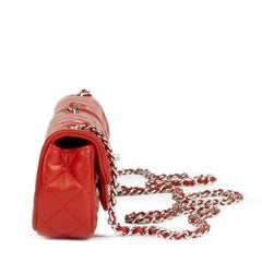 2011 Chanel Red Quilted Lambskin Double Mini Flap Bag