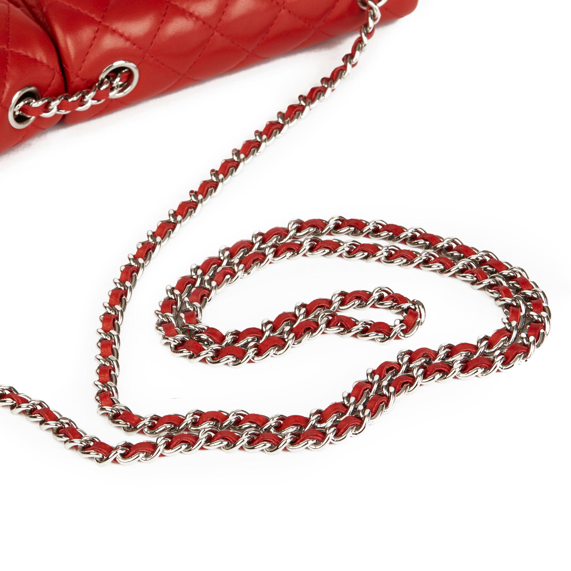 2011 Chanel Red Quilted Lambskin Double Mini Flap Bag 2