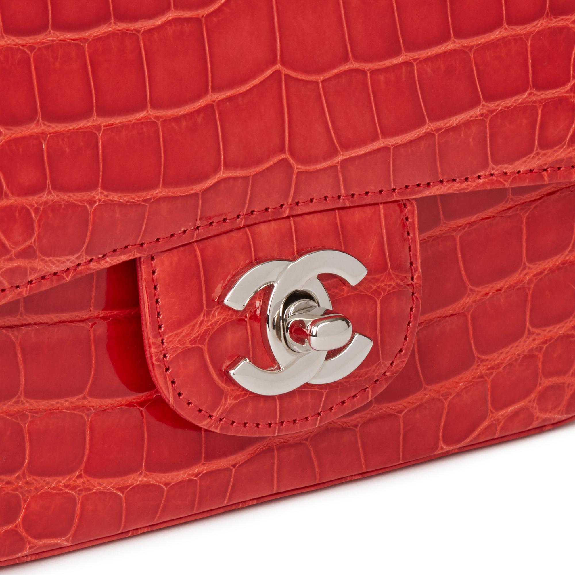 Women's 2011 Chanel Red Shiny Mississippiensis Alligator Leather Mini Flap Bag