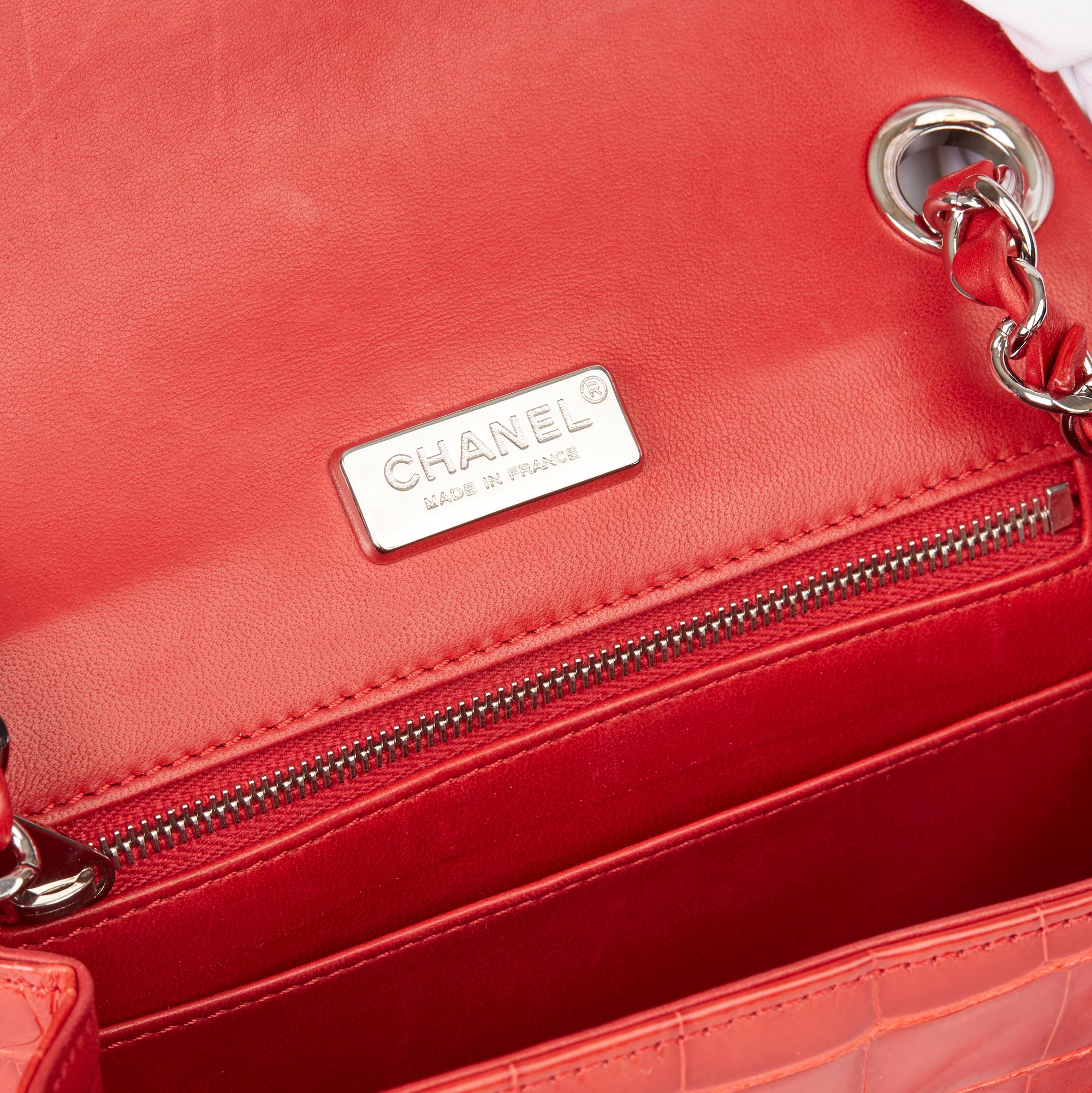 2011 Chanel Red Shiny Mississippiensis Alligator Leather Mini Flap Bag 2