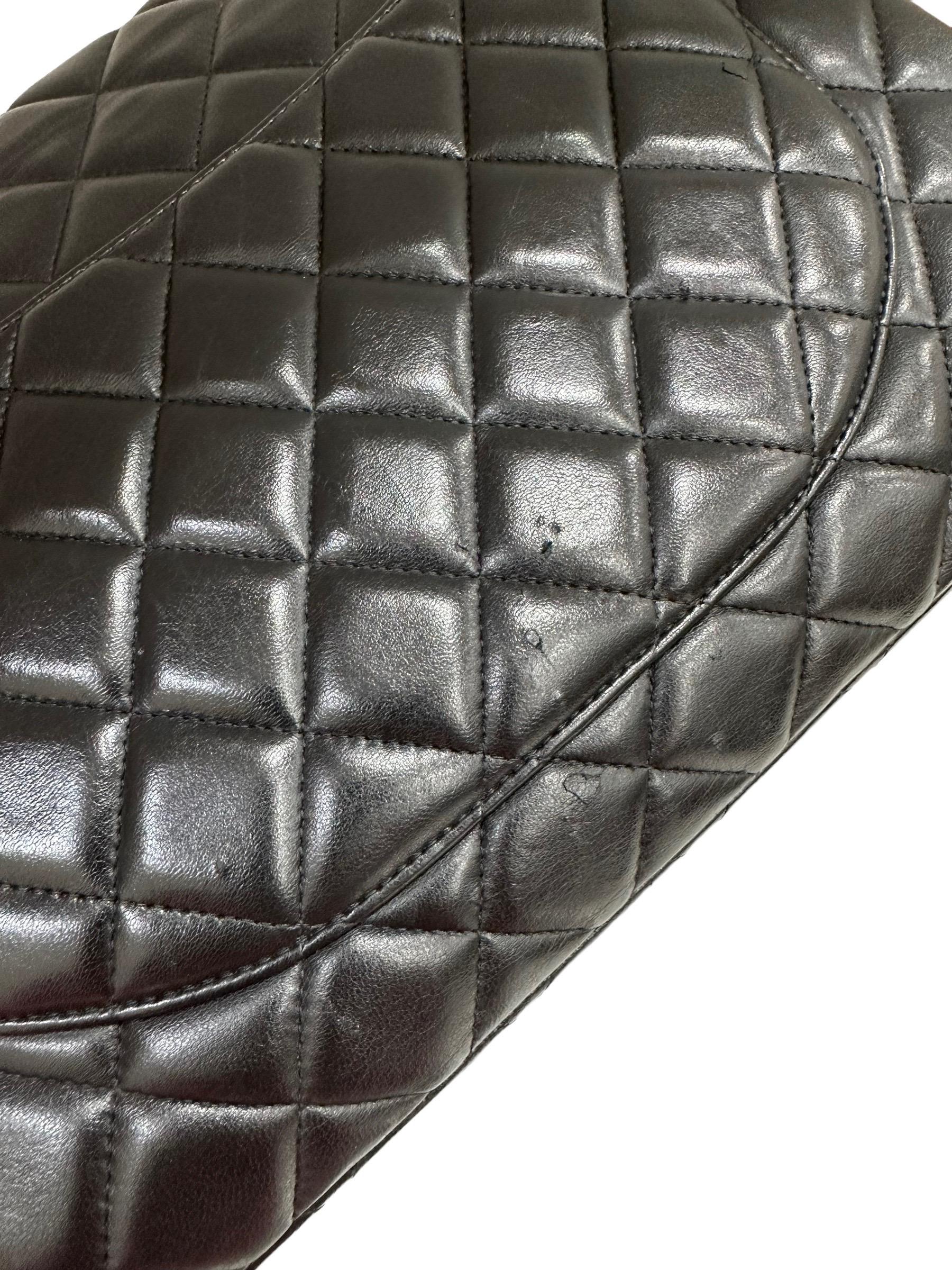 2011 Chanel Timeless Maxi Jumbo Black Leather Top Shoulder Bag For Sale 4