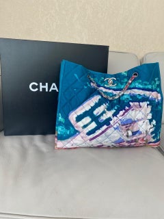 2011 Chanel NEW Limited Edition watercolor graffiti tote beach bag