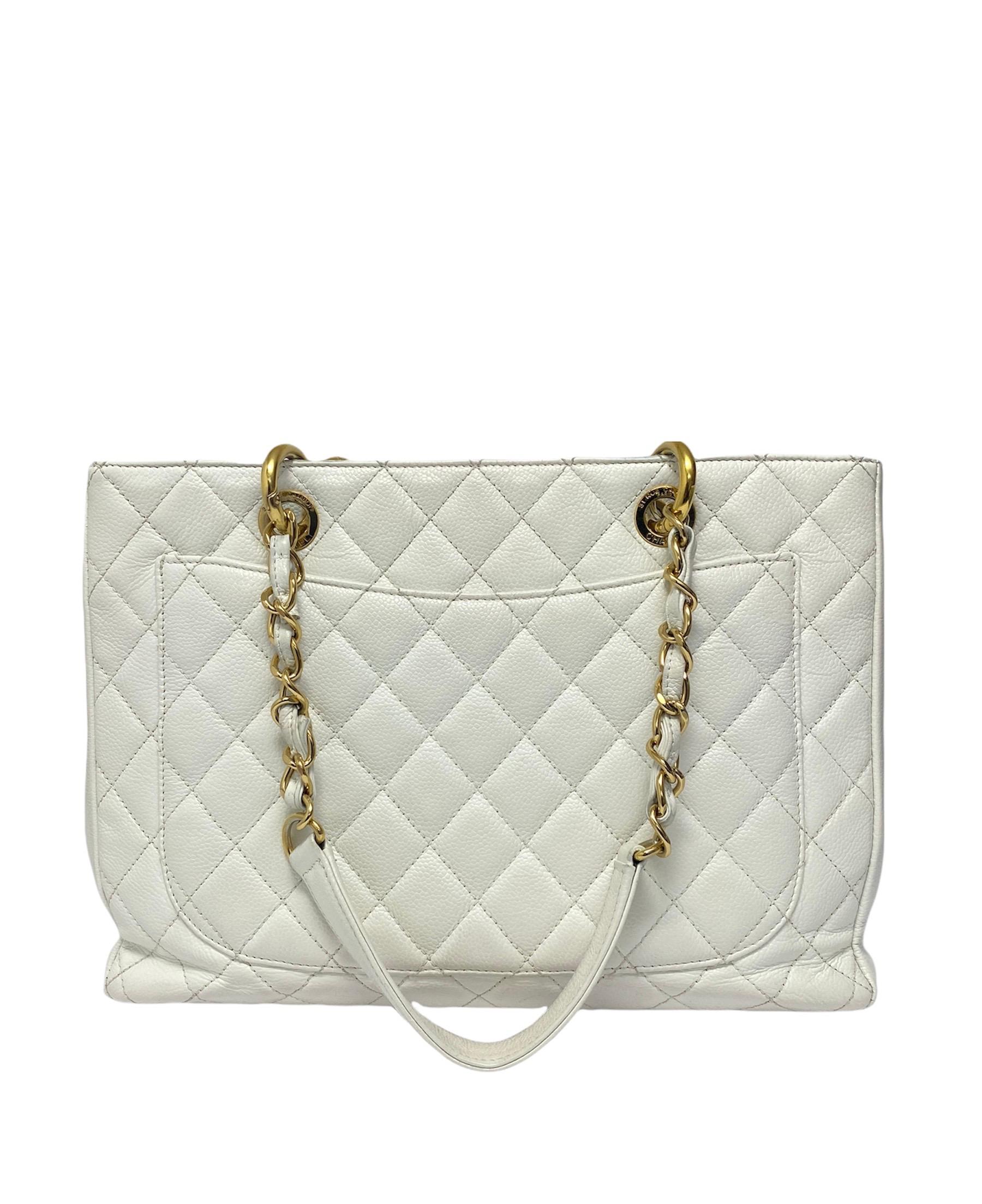 Gray 2011 Chanel White Leather GST Bag