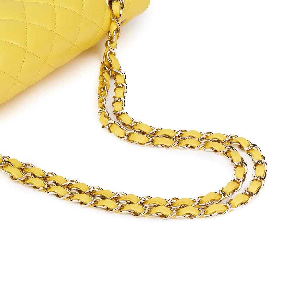 2011 Chanel Yellow Quilted Lambskin Medium Classic Double Flap Bag  In Excellent Condition In Bishop's Stortford, Hertfordshire