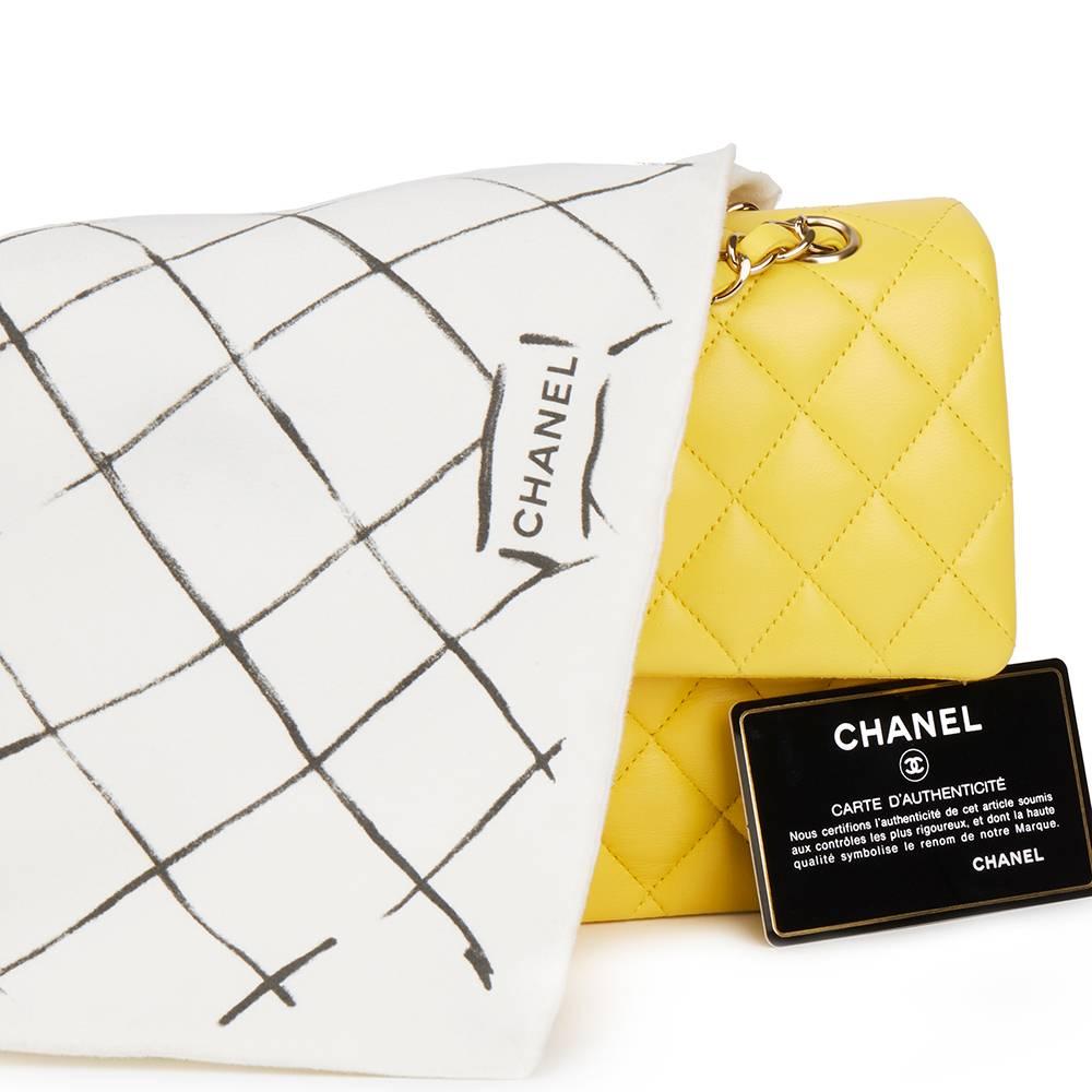 2011 Chanel Yellow Quilted Lambskin Medium Classic Double Flap Bag  2