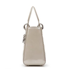 2011 Christian Dior Grey Pearlized Quilted Patent Leather Medium Lady Dior