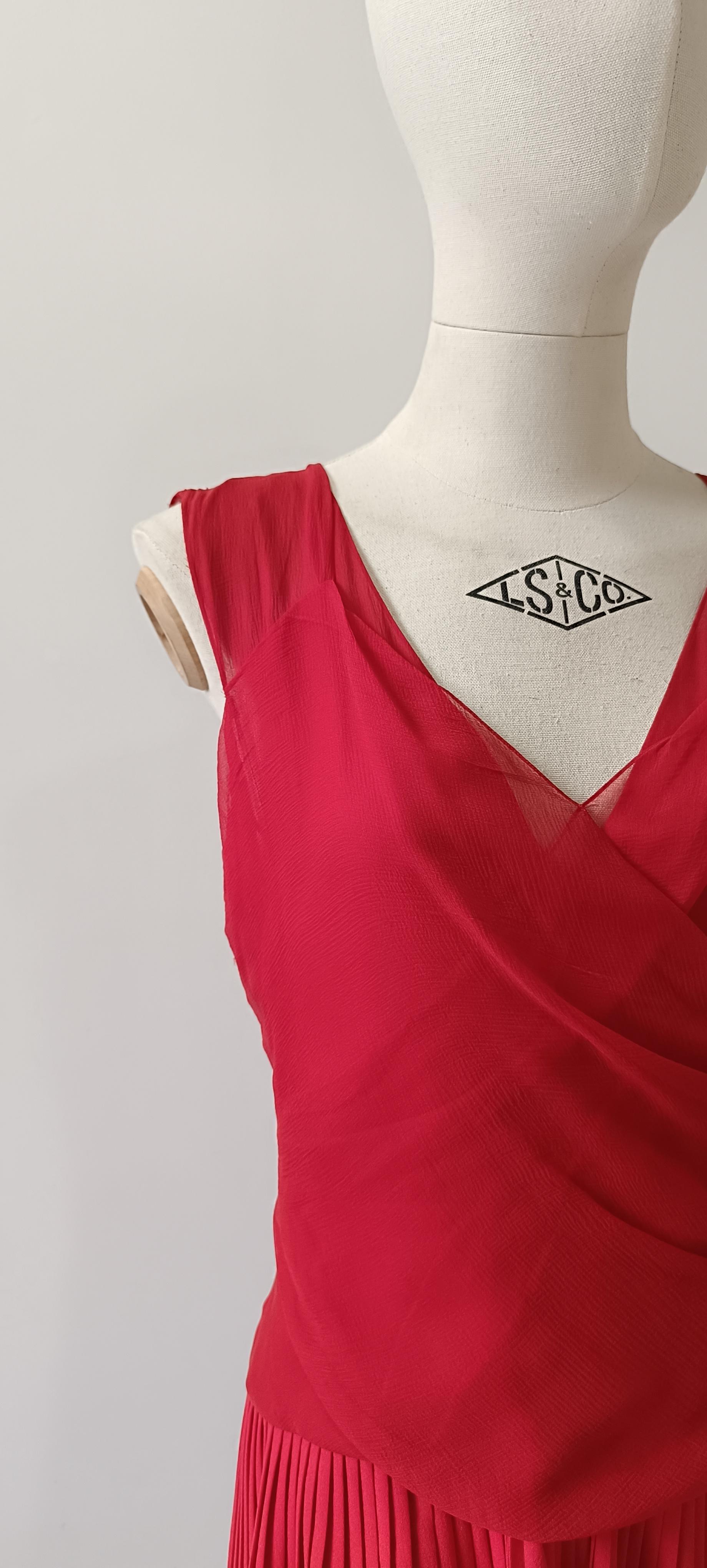 2011 Christian Dior Red silk cocktail mid-length dress For Sale 6