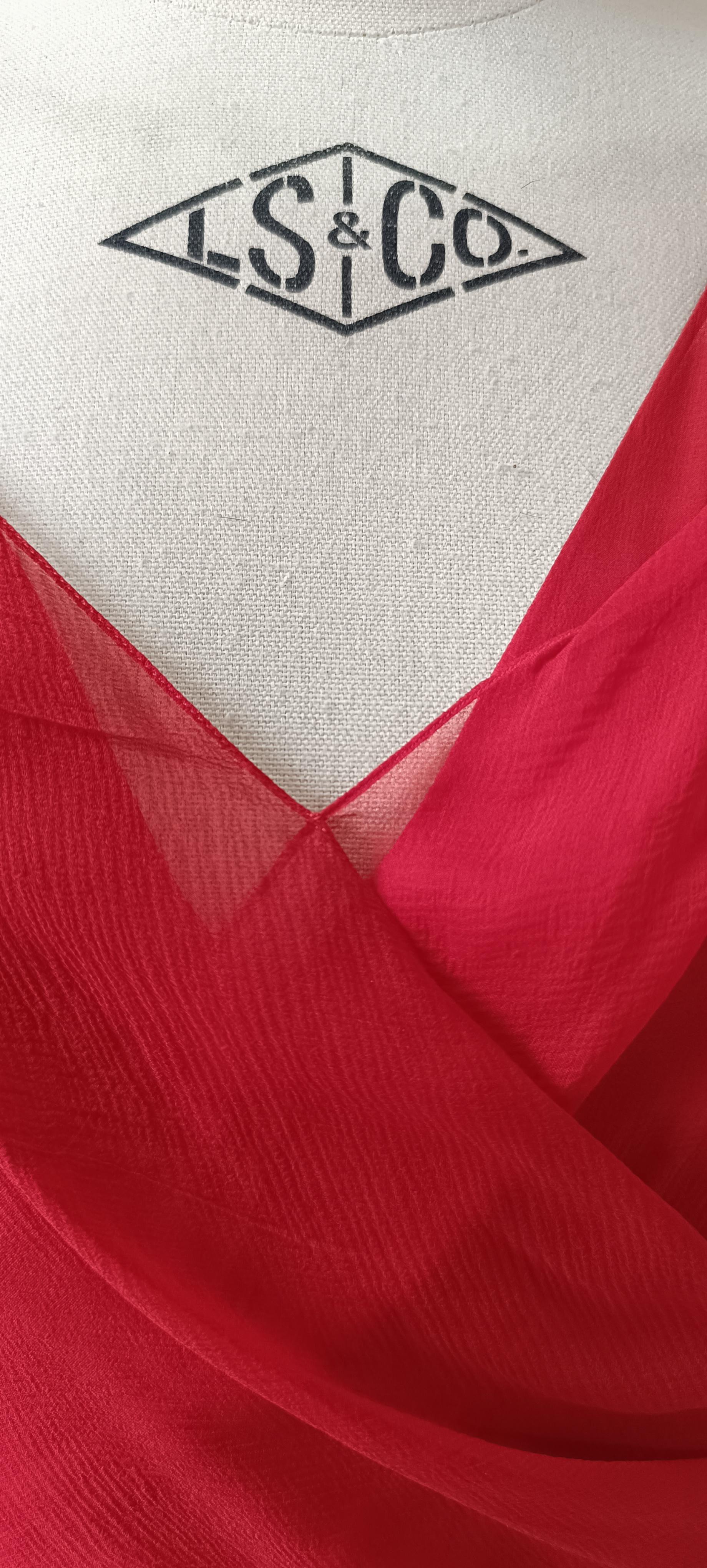 2011 Christian Dior Red silk cocktail mid-length dress For Sale 8