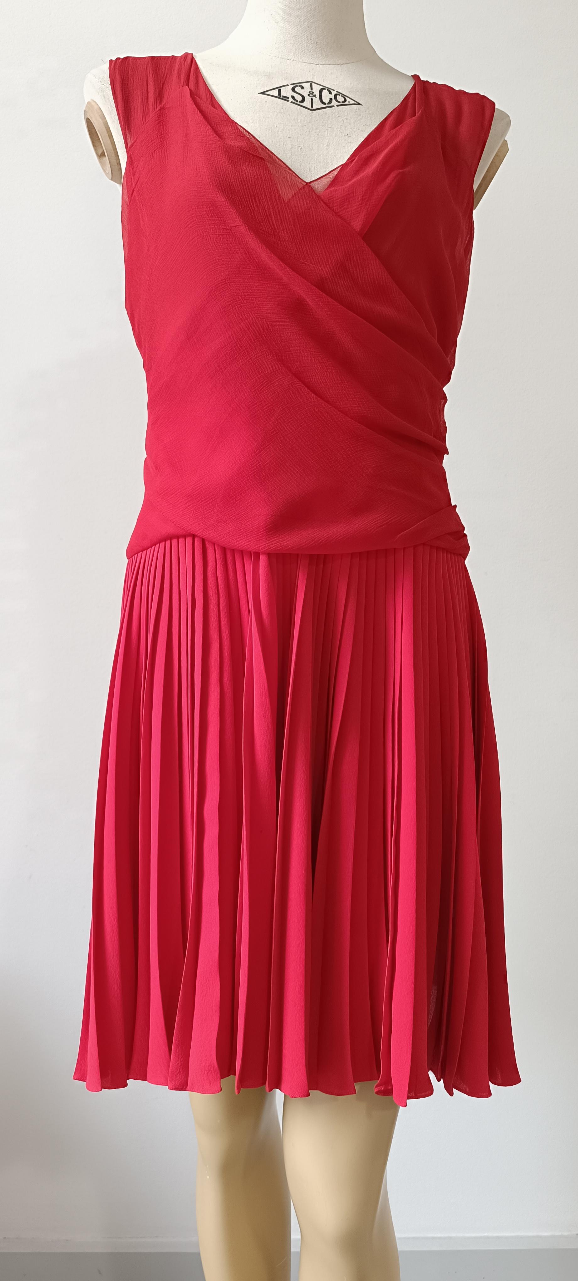2011 Christian Dior Red silk cocktail mid-length dress For Sale 9