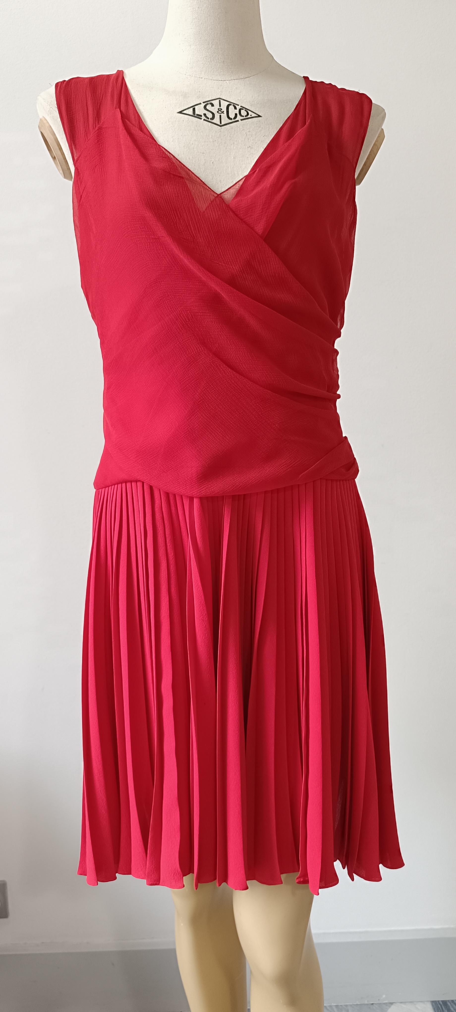 2011 Christian Dior Red silk cocktail mid-length dress For Sale 10