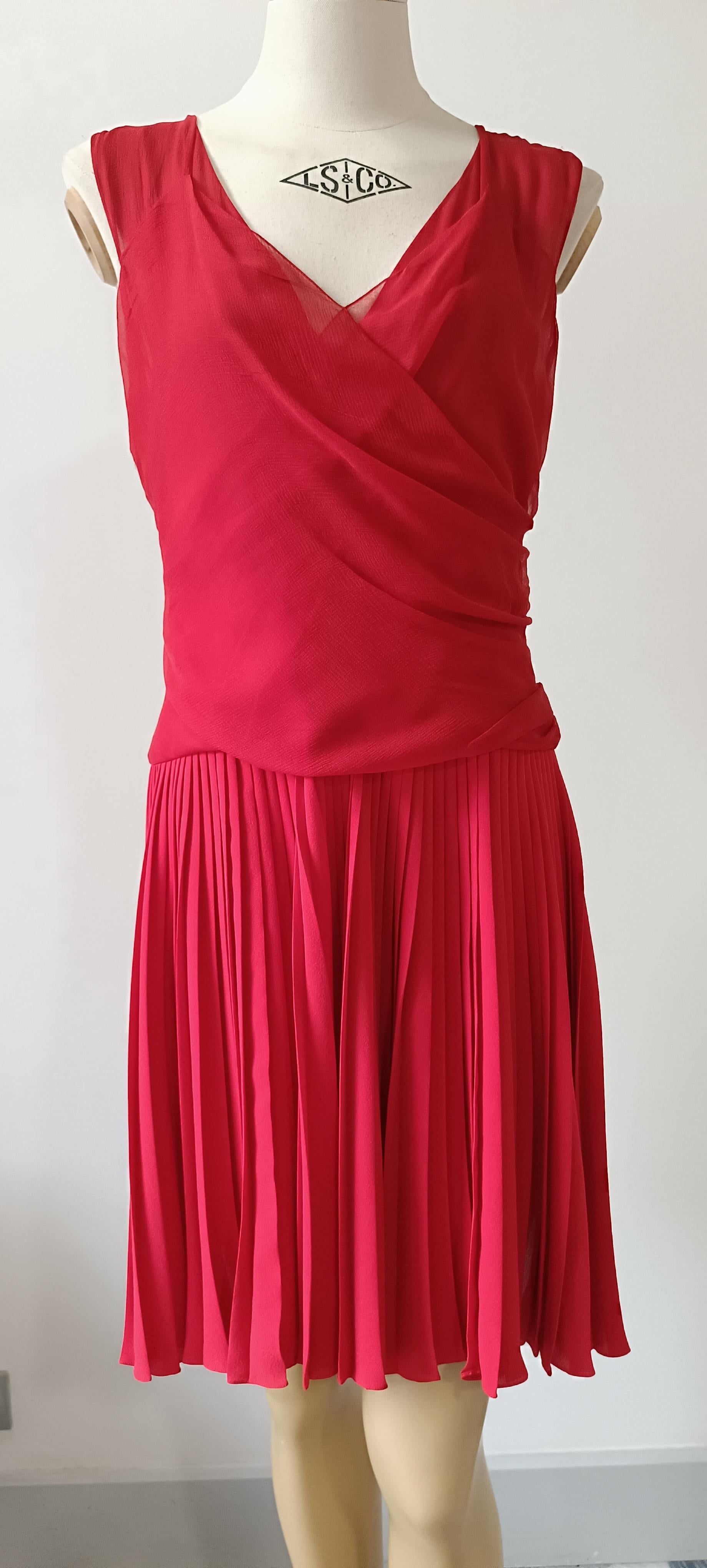 2011 Christian Dior Red silk cocktail mid-length dress For Sale 11