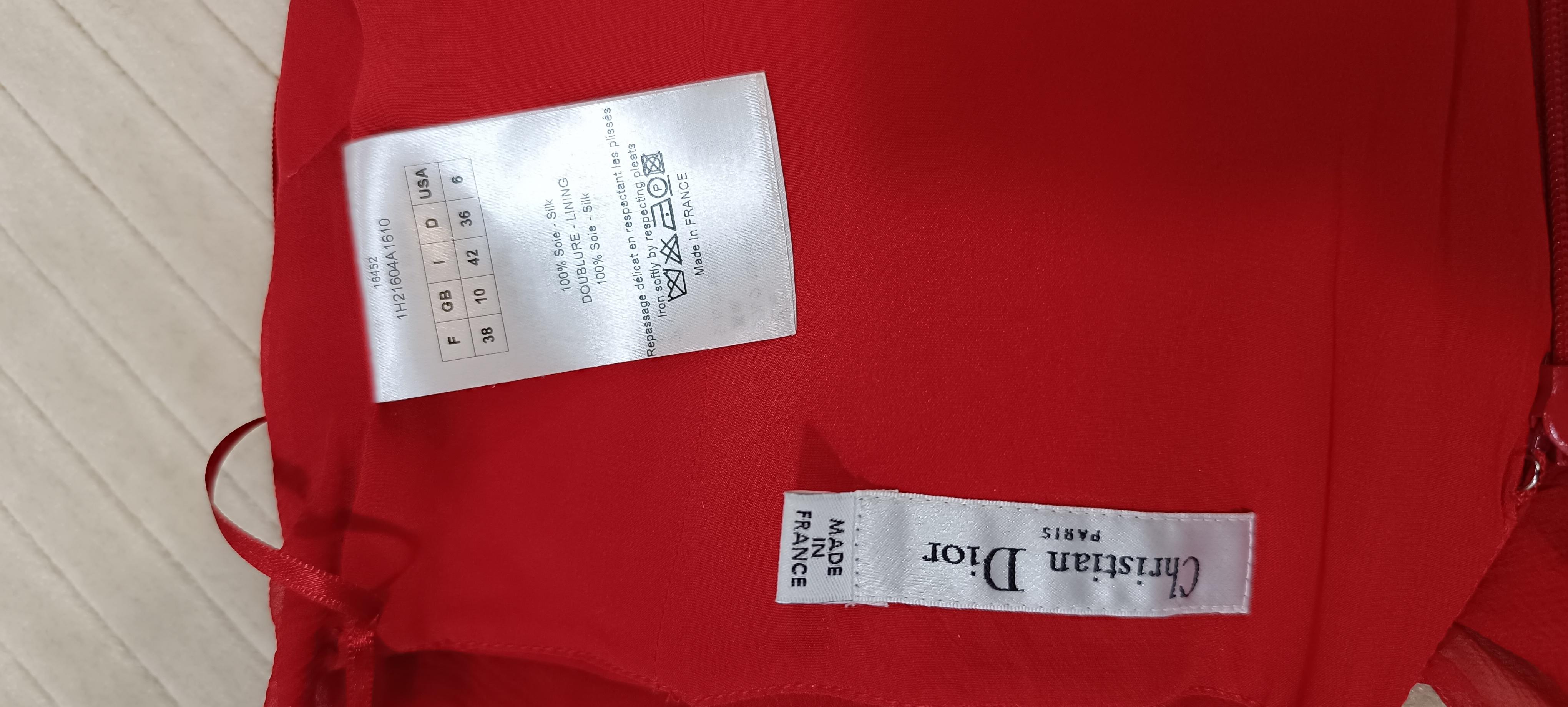 2011 Christian Dior Red silk cocktail mid-length dress For Sale 13