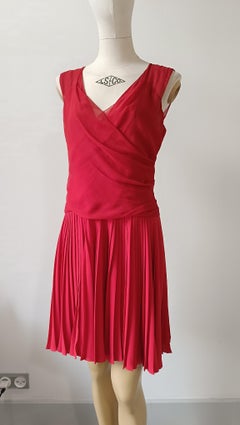 2011 Christian Dior Red silk cocktail mid-length dress