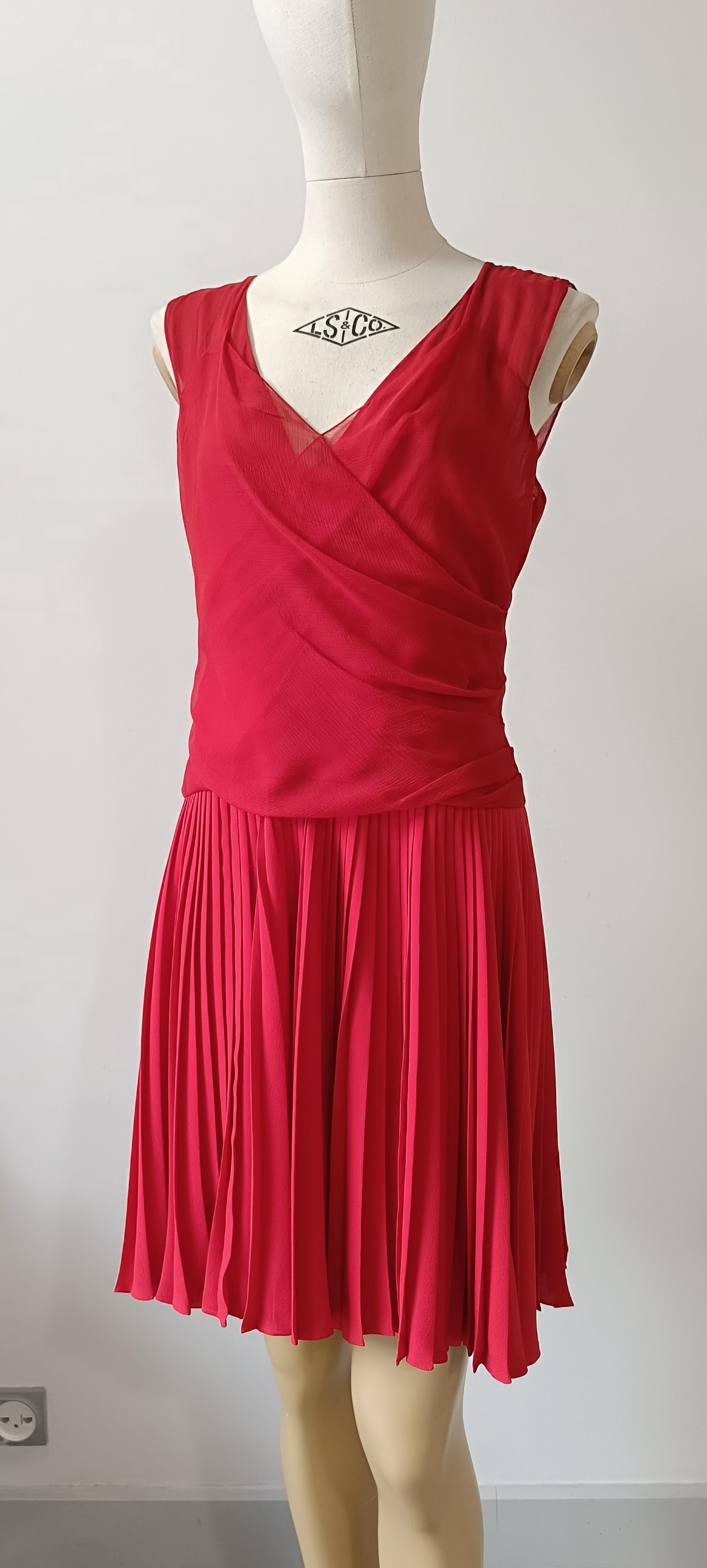 Women's 2011 Christian Dior Red silk cocktail mid-length dress For Sale