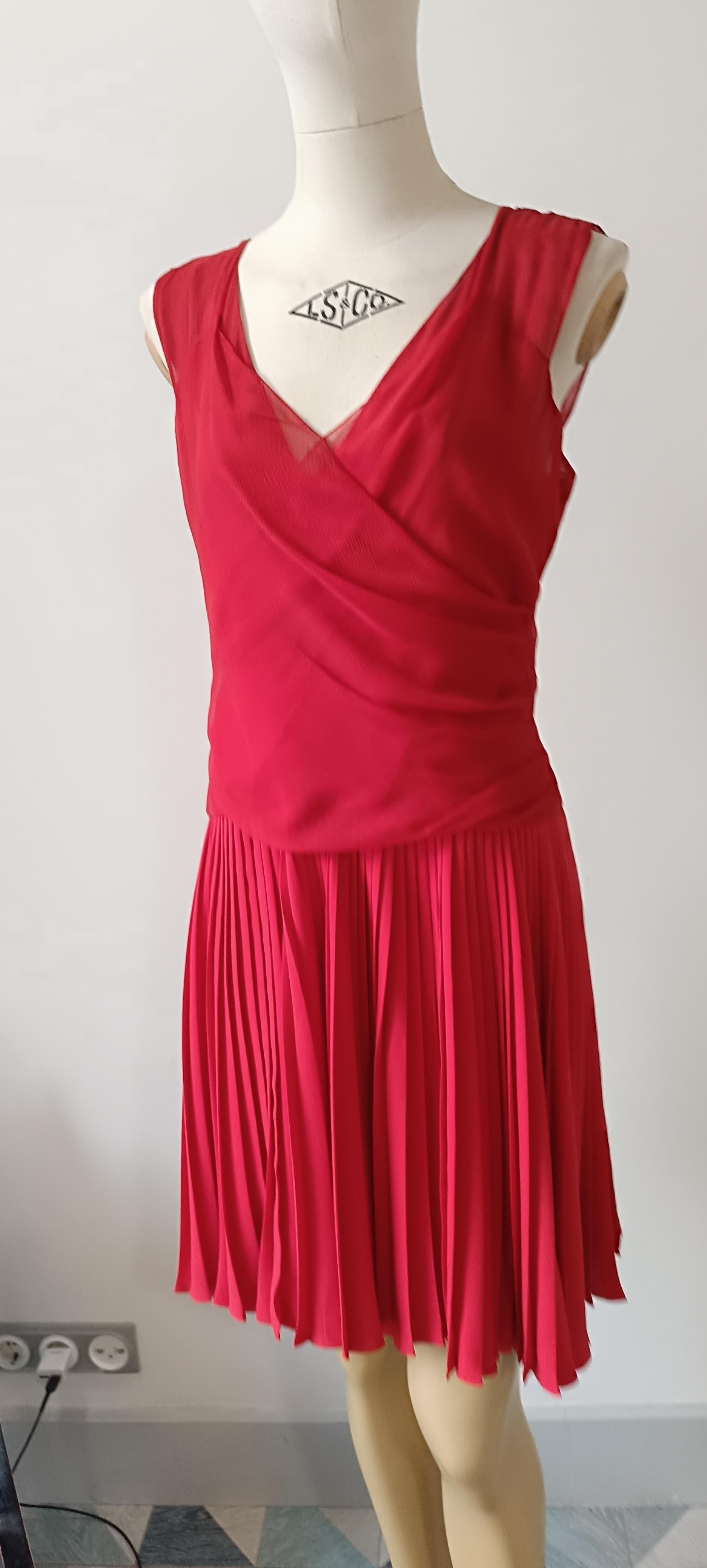 2011 Christian Dior Red silk cocktail mid-length dress For Sale 1