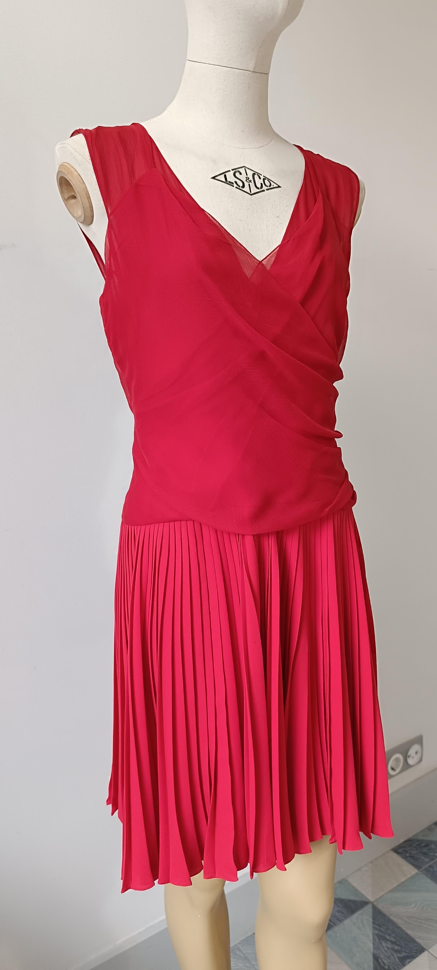 2011 Christian Dior Red silk cocktail mid-length dress For Sale 4