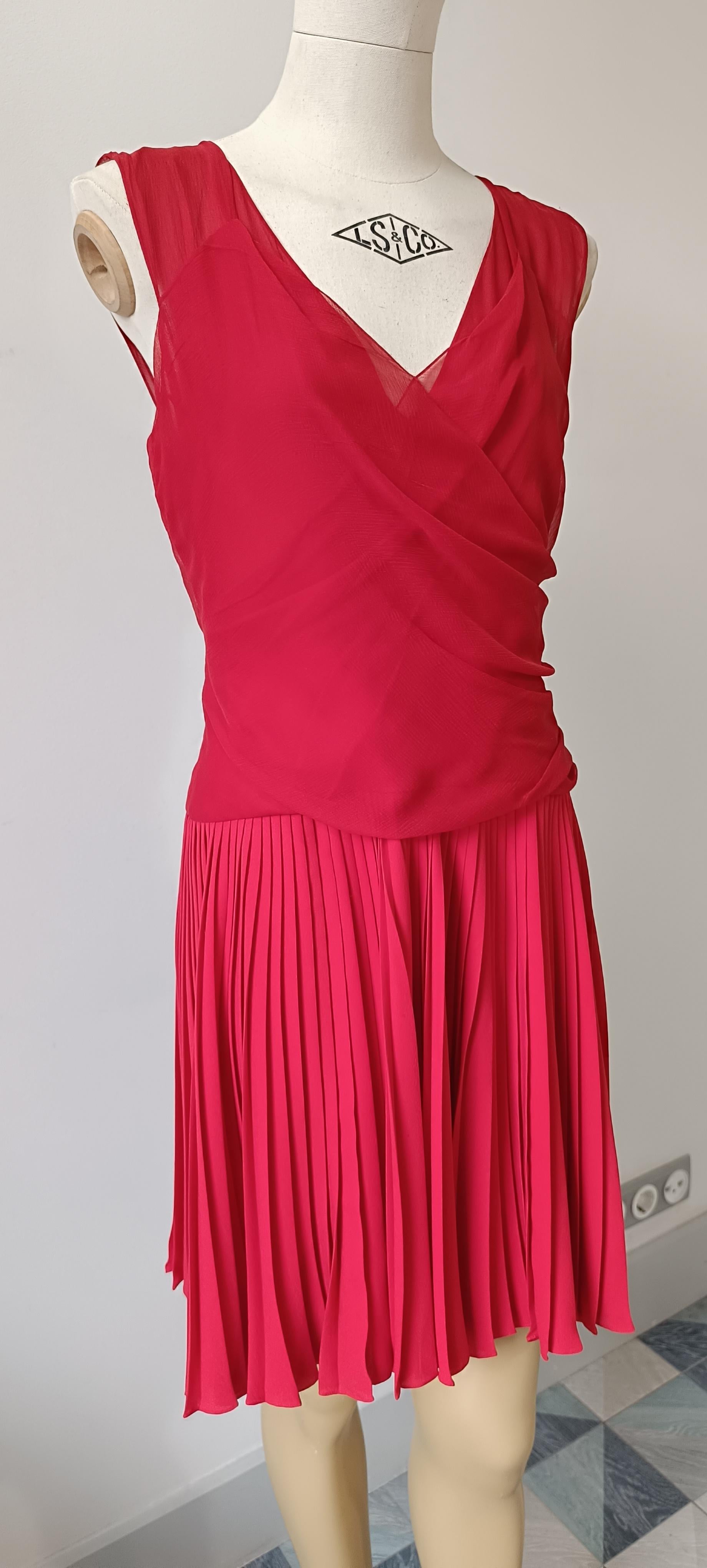 2011 Christian Dior Red silk cocktail mid-length dress For Sale 5