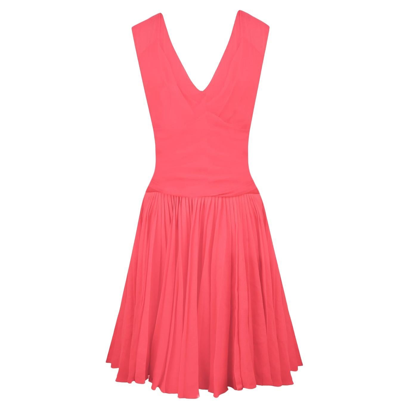 2011 Christian Dior Red silk cocktail mid-length dress For Sale