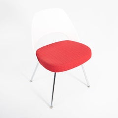 2011 Eero Saarinen Executive Side Chairs in Red Fabric w/ White Plastic Backs