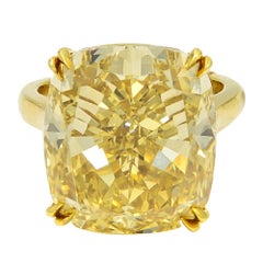 20.11 Fancy Deep Brownish Yellow Cushion Cut Diamond Ring 18 Karat