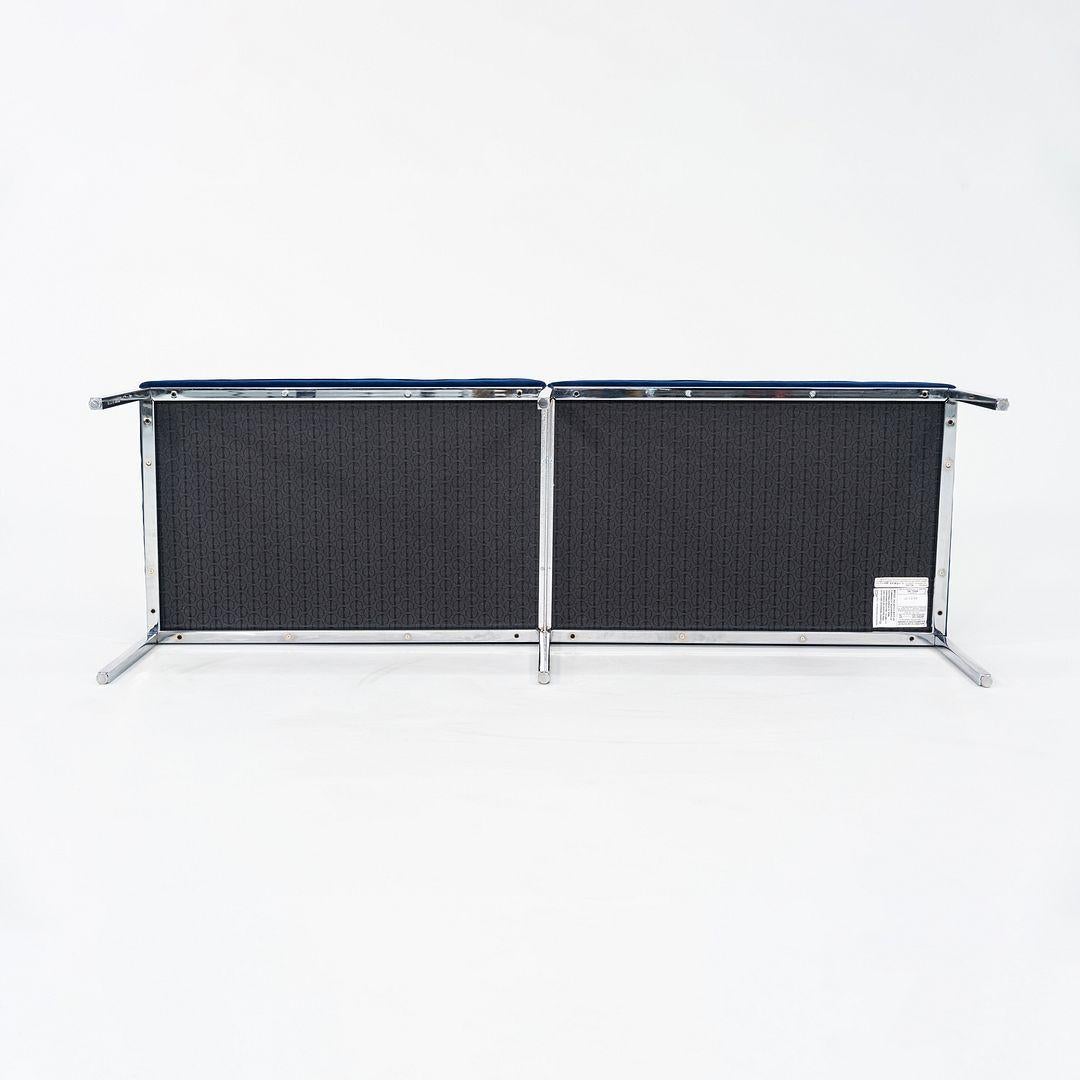 2011 Florence Knoll Three Seat Bench in Blue Fabric 2x Available For Sale 5