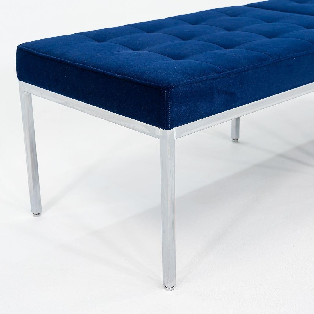 Steel 2011 Florence Knoll Three Seat Bench in Blue Fabric 2x Available For Sale