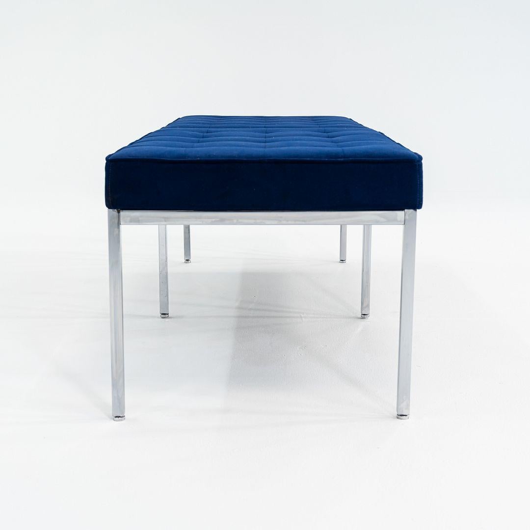 2011 Florence Knoll Three Seat Bench in Blue Fabric 2x Available For Sale 2