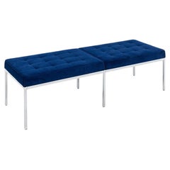 2011 Florence Knoll Three Seat Bench in Blue Fabric 2x Available