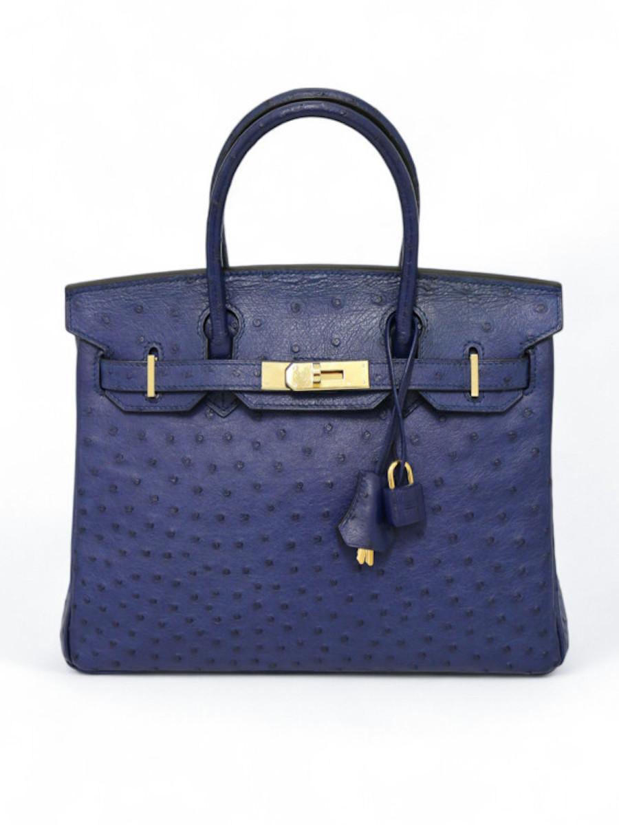 2011 Hermès Birkin 30 blue ostrich For Sale 5