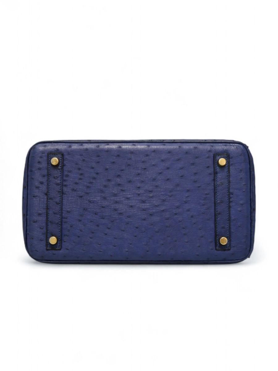 2011 Hermès Birkin 30 blue ostrich In Excellent Condition For Sale In Paris, FR