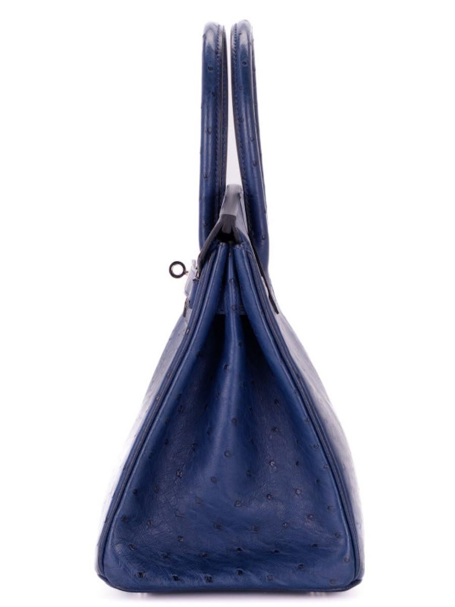 Women's or Men's 2011 Hermès Birkin 30 blue ostrich For Sale