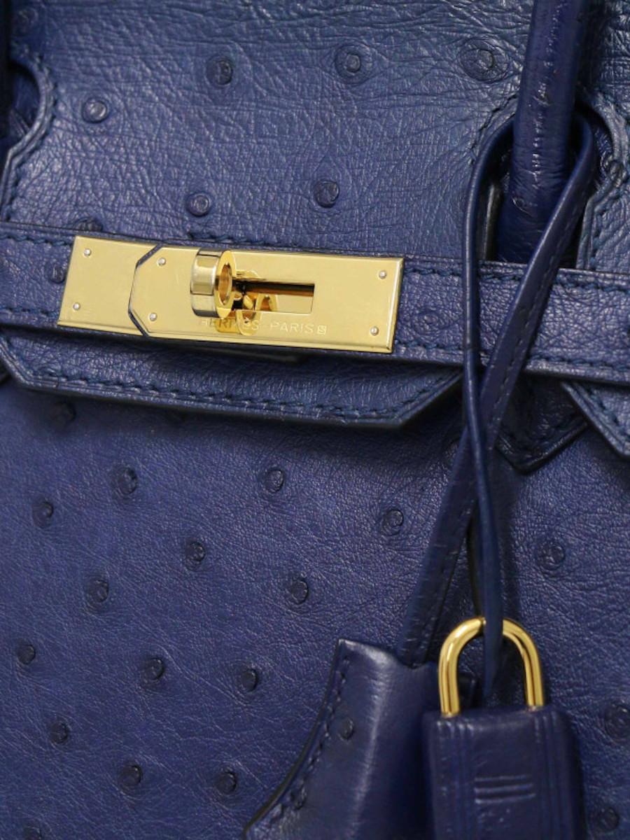 2011 Hermès Birkin 30 blue ostrich For Sale 3