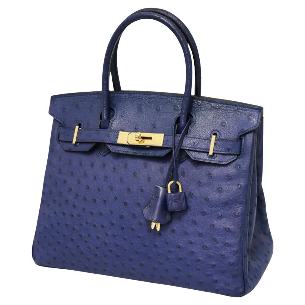 2011 Hermès Birkin 30 blue ostrich For Sale