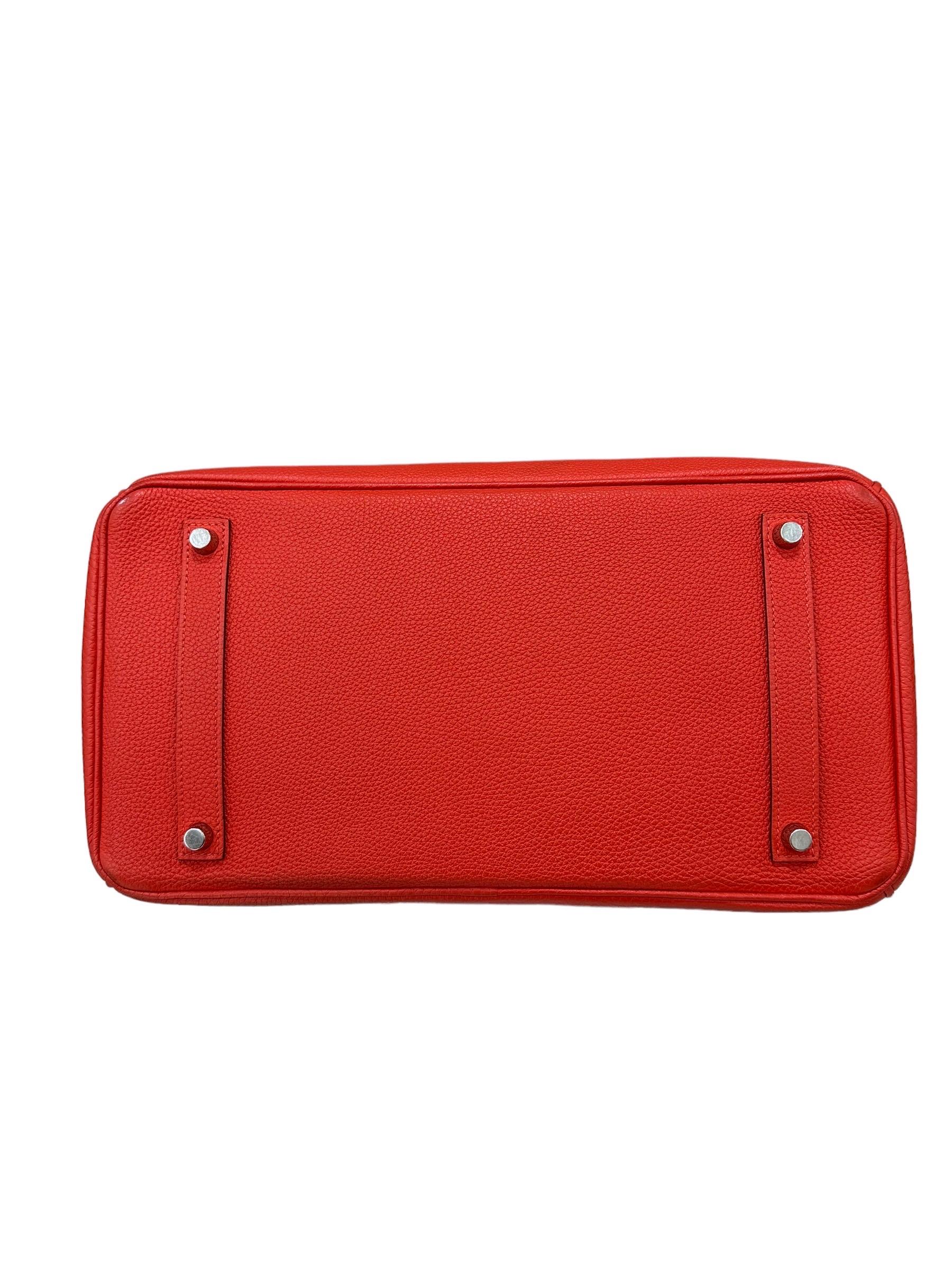 2011 Hermès Birkin 35 Togo Leather Rouge Capucine Top Handle Bag For Sale 6