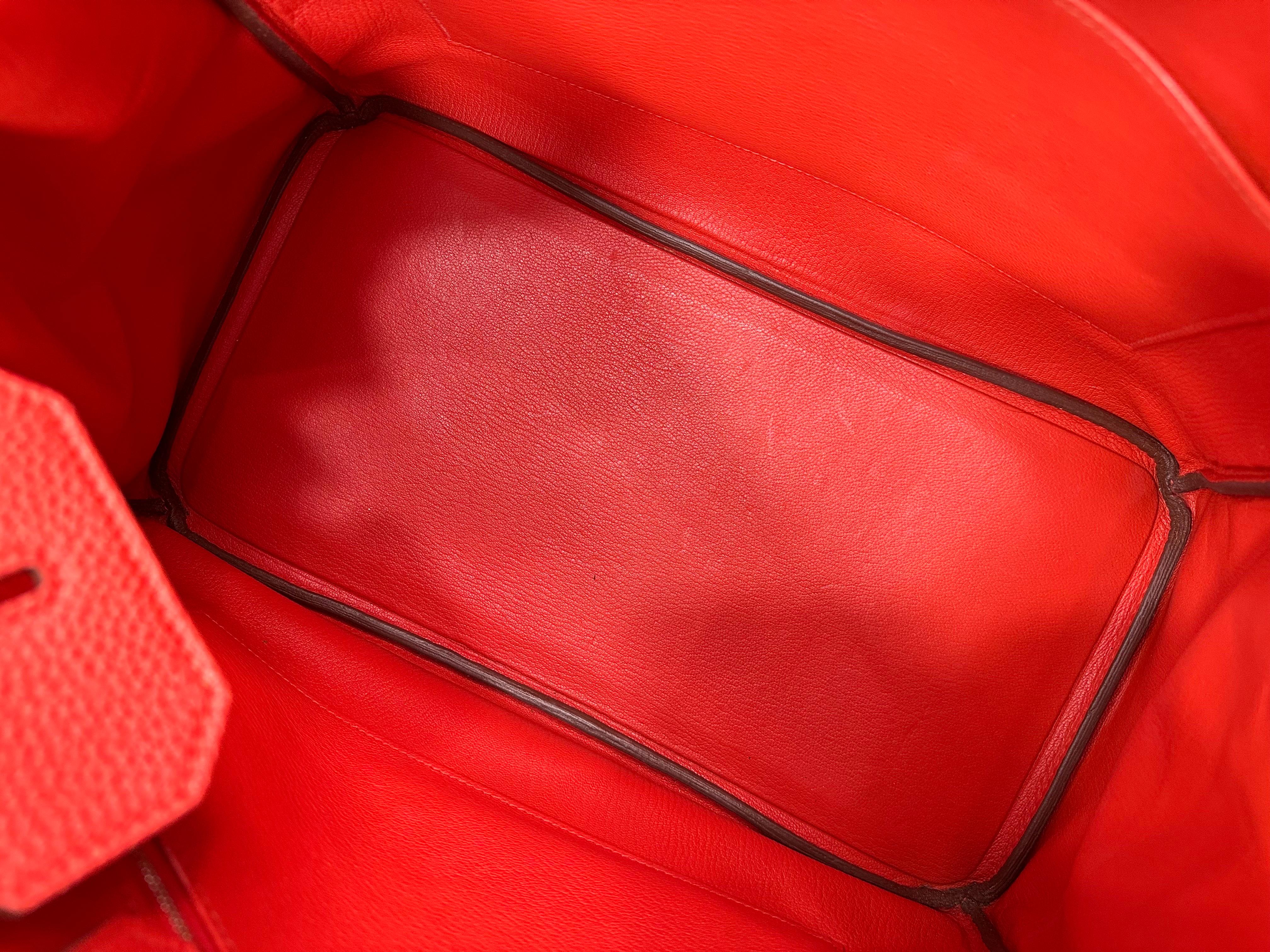 2011 Hermès Birkin 35 Togo Leather Rouge Capucine Top Handle Bag For Sale 12