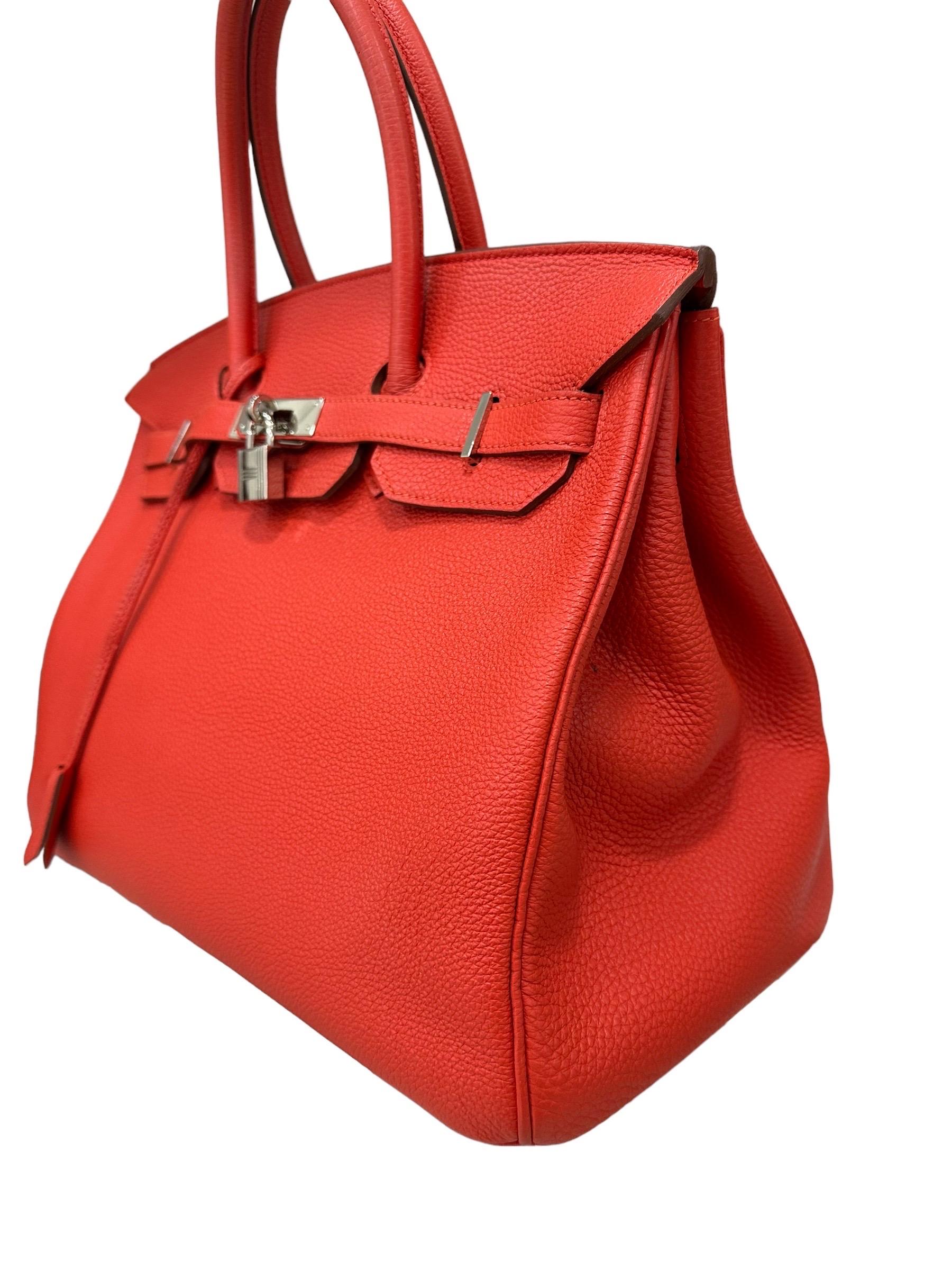 2011 Hermès Birkin 35 Togo Leather Rouge Capucine Top Handle Bag Excellent état - En vente à Torre Del Greco, IT