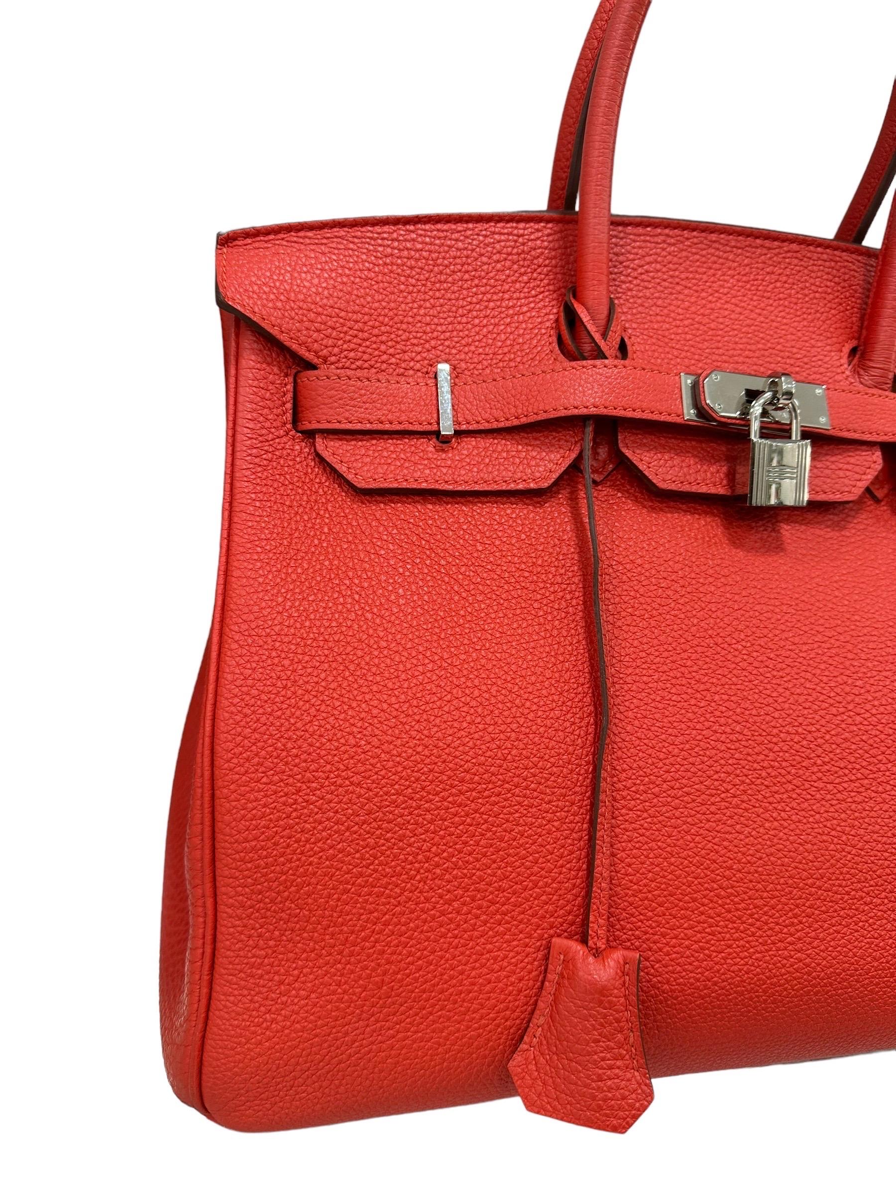2011 Hermès Birkin 35 Togo Leather Rouge Capucine Top Handle Bag In Excellent Condition For Sale In Torre Del Greco, IT
