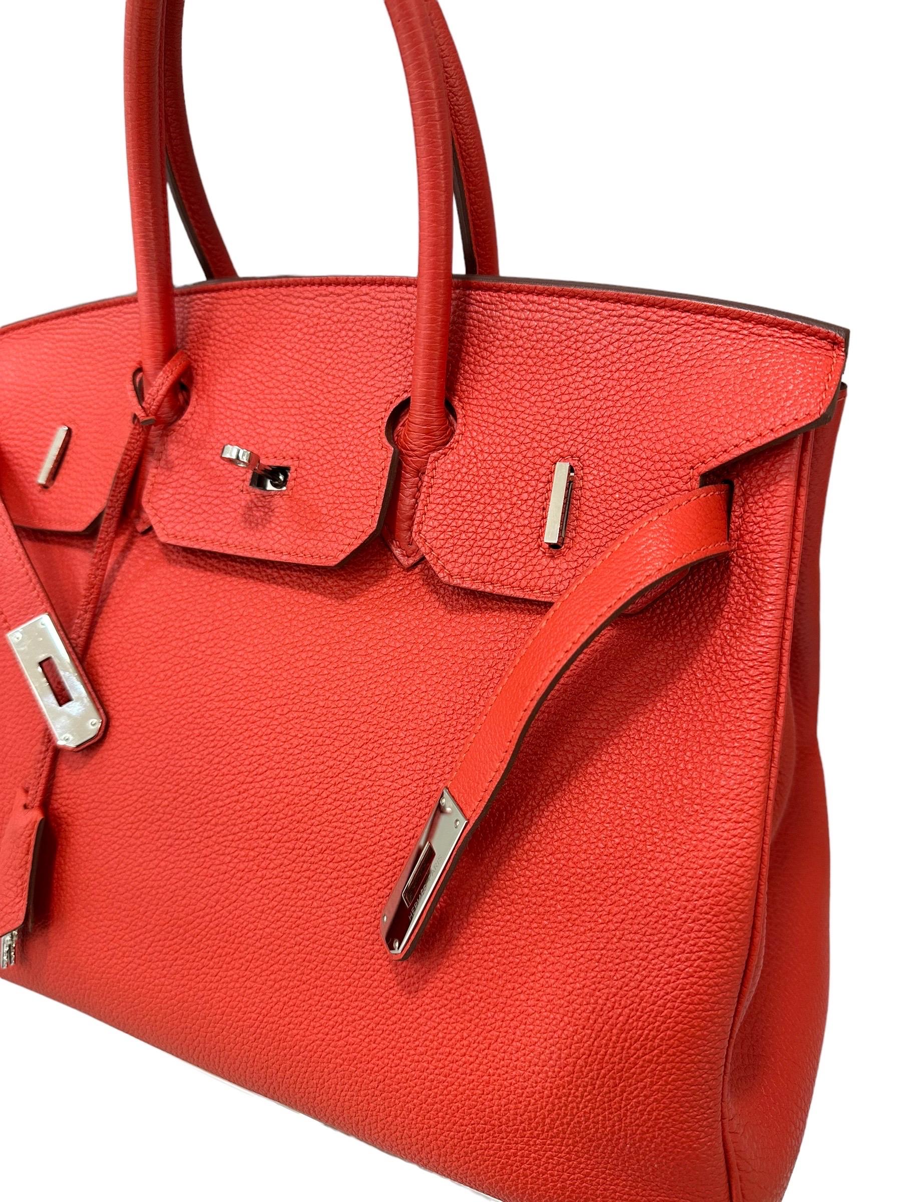 Women's 2011 Hermès Birkin 35 Togo Leather Rouge Capucine Top Handle Bag For Sale