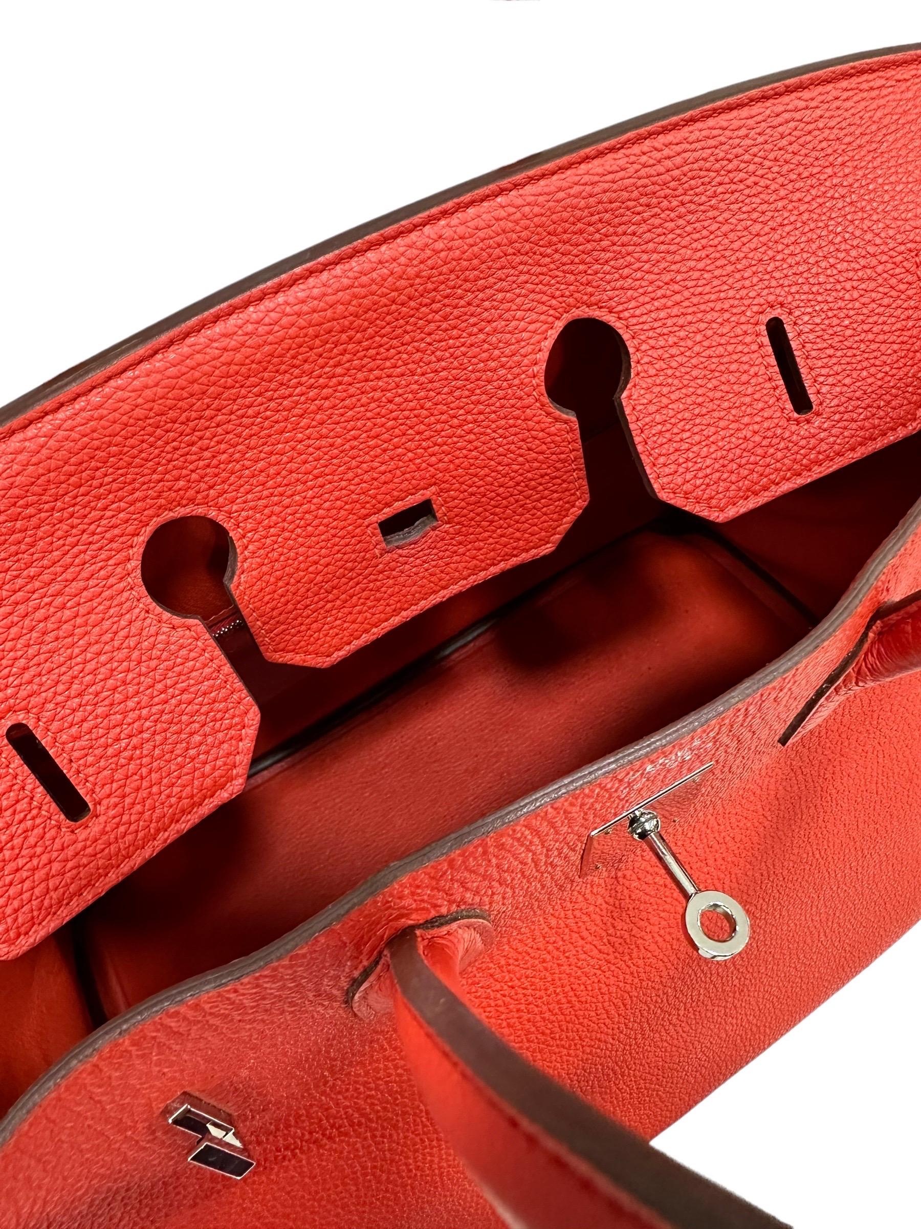 2011 Hermès Birkin 35 Togo Leather Rouge Capucine Top Handle Bag For Sale 1