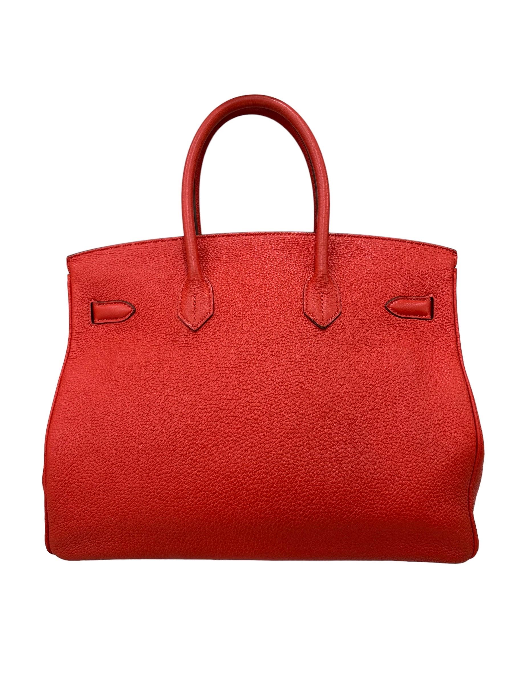 2011 Hermès Birkin 35 Togo Leather Rouge Capucine Top Handle Bag For Sale 2